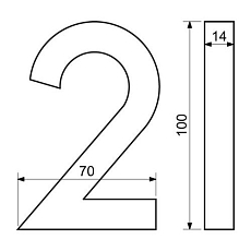 Hliníkové číslo v 3D provedení s broušeným povrchem, znak 