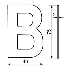 Nerezové číslo ve 2D provedení, výška 75 mm, znak 