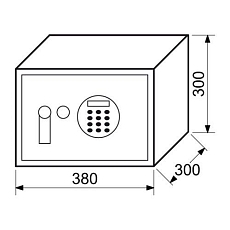 Nábytkový trezor s elektronickým zámkem s alarmem, podsvíceným LCD displejem a páčkou k otevření, 300 x 380 x 300 mm