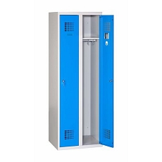 Svařovaná šatní skříň Raphael, 2 oddíly, cylindrický zámek, šedá/černá