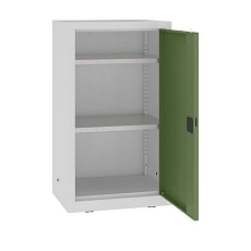Kovová dílenská skříň, 104 x 60 x 43,5 cm, 2 police, šedá/zelená