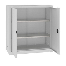 Kovová dílenská skříň, 104 x 100 x 43,5 cm, 2 police, šedá/šedá