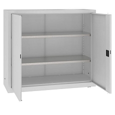 Kovová dílenská skříň, 104 x 120 x 43,5 cm, 2 police, šedá/šedá