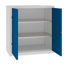 Kovová dílenská skříň, 104 x 100 x 50 cm, 2 police, šedá/zelená