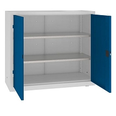 Kovová dílenská skříň, 104 x 120 x 50 cm, 2 police, šedá/šedá