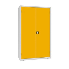 Kovová dílenská skříň s boxy, 199 x 120 x 50 cm, šedá/žlutá