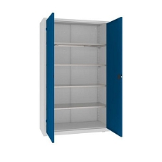 Kovová dílenská skříň, 199 x 120 x 50 cm, 4 police, šedá/tm. červená