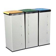 Sada 3 ks odpadkových košů Monti na tříděný odpad, objem 3 x 85 l, kombinace barev