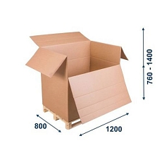 Kartonová krabice s výklopným čelem, 1100 x 1200 x 800 mm