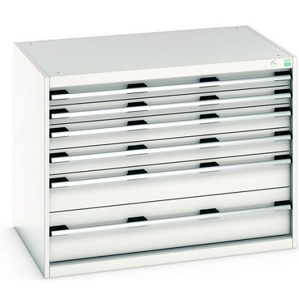 Dílenská zásuvková skříň Bott Cubio 200, 80 x 105 x 75 cm, 6 zásuvek, šedá-šedá