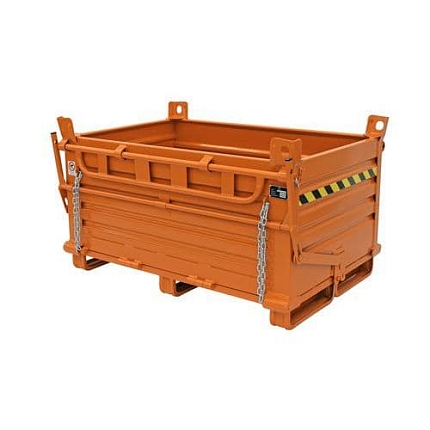 Kontejner s výklopným dnem, oranžový, 100 x 80 x 156 cm
