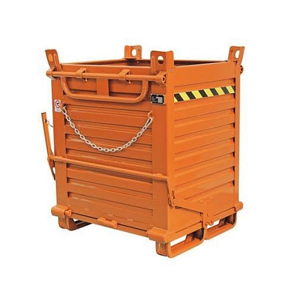 Kontejner s výklopným dnem, oranžový, 100 x 80 x 126 cm