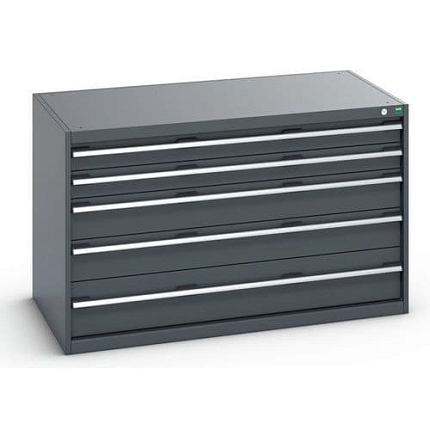 Dílenská zásuvková skříň Bott Cubio 200, 80 x 130 x 75 cm, 5 zásuvek, antracit-antracit