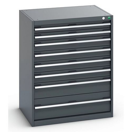 Dílenská zásuvková skříň Bott Cubio 200, 100 x 80 x 65 cm, 8 zásuvek, antracit-antracit