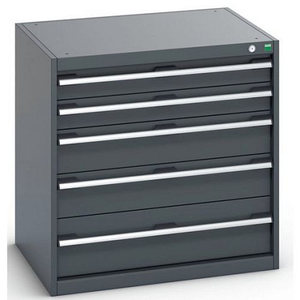 Dílenská zásuvková skříň Bott Cubio 200, 80 x 80 x 65 cm, 5 zásuvek, antracit-antracit