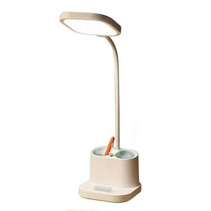 LED stolní lampa Platinet 5W, nabíjecí, USB port, bílá