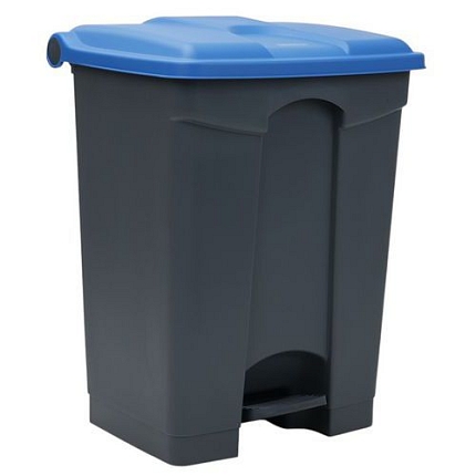Odpadkový nášlapný koš Manutan Expert, 70 l, šedá/modrá