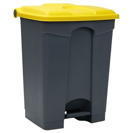 Odpadkový nášlapný koš Manutan Expert, 70 l, šedá/žlutá