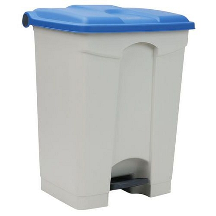 Odpadkový nášlapný koš Manutan Expert, 70 l, bílá/modrá