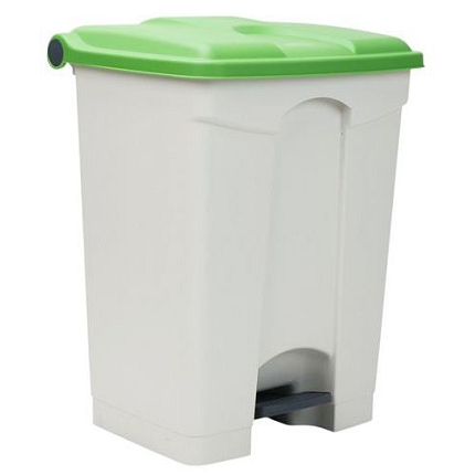 Odpadkový nášlapný koš Manutan Expert, 70 l, bílá/zelená