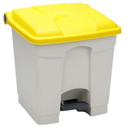 Odpadkový nášlapný koš Manutan Expert, 30 l, žlutá/bílá