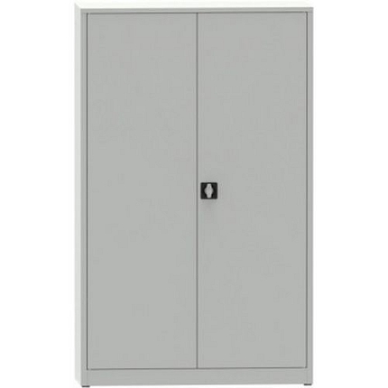 Svařovaná kovová dílenská skříň, 195 x 120 x 50 cm, 4 police, nosnost 100 kg/police, šedá