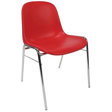 Plastová jídelní židle Manutan Expert Chrome, červená