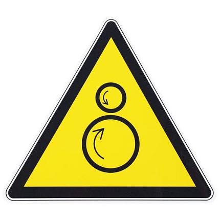 Výstražná tabulka Manutan Expert - Protiběžné rotující válce, samolepicí fólie, 100 mm