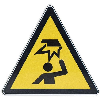 Výstražná tabulka Manutan Expert - Pozor na překážku v oblasti hlavy, hliník, 120 mm