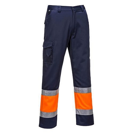 Hi-Vis lehké dvoubarevné Combat kalhoty, modrá/oranžová, krátké, vel.L