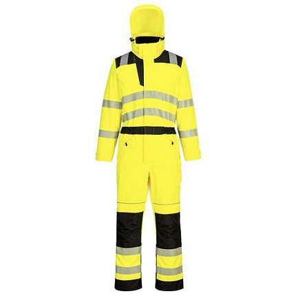 PW3 Hi-Vis kombinéza do deště, černá/žlutá, krátké, vel.XL