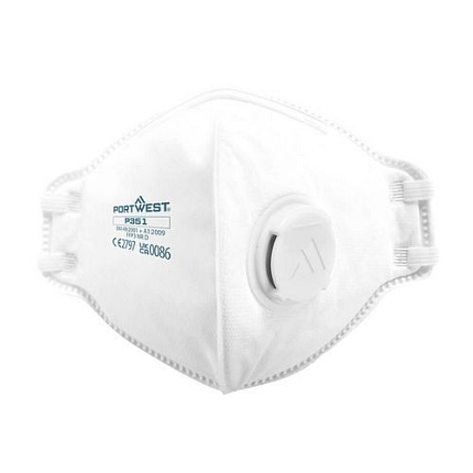 Plochý skládací respirátor Dolomit s ventilem FFP3 (Pk20), bílá