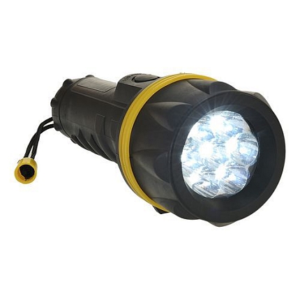 Pogumovaná svítilna s 7 LED, černá/žlutá