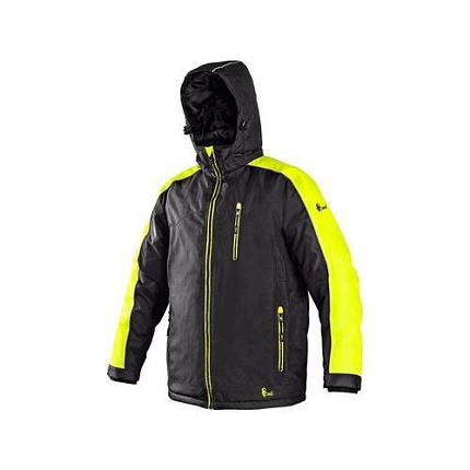 Pánská zimní bunda CXS s reflexními prvky, černá/žlutá, vel. XXXXL