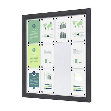 Venkovní uzamykatelná vitrína Slim, antracit, 12xA4