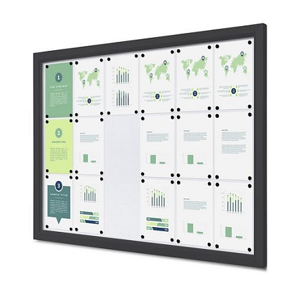 Venkovní uzamykatelná vitrína Slim, antracit, 18xA4