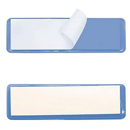 Informační štítky na regály Manutan Expert, lepicí, 100 x 30 mm, 100 ks, modré