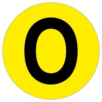 Kulatá samolepicí značka na zem, písmeno O