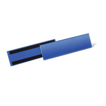 Magnetické kapsy na štítky,  1/3 A4, na šířku, velké balení, modrá