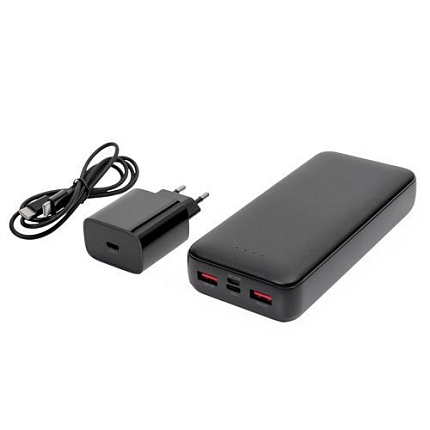 Powerbanka 3v1 20000 mAh + Nabíječka 20W, černá