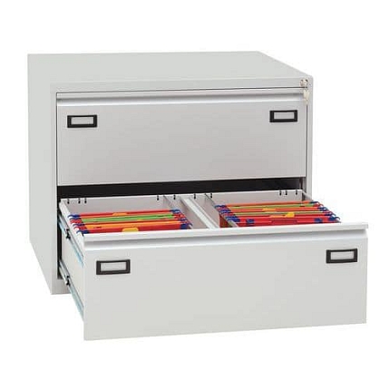 Dvouřadá kovová kartotéka Manutan Expert Tiroir, 2 zásuvky, šedá