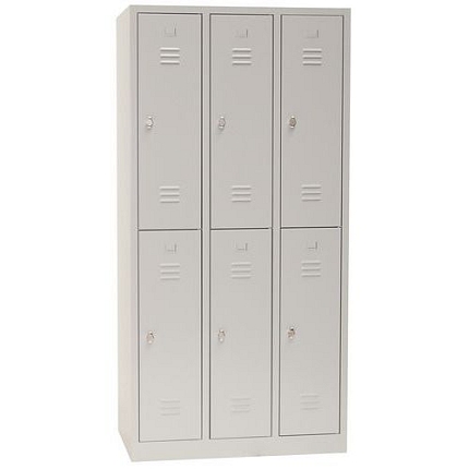 Svařovaná šatní skříň Manutan Expert, 6 oddílů, na soklu, bez zámku , šedá/šedá