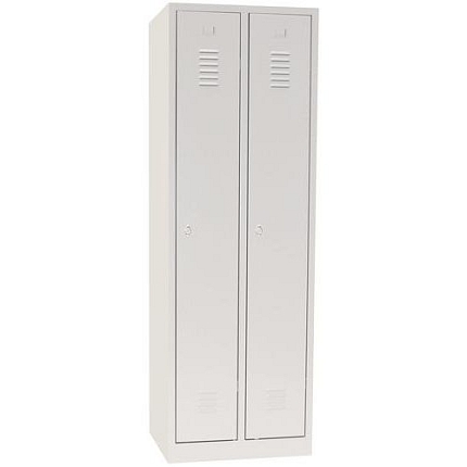 Svařovaná šatní skříň, 2 oddíly, šedá/šedá, otočný uzávěr - Manutan Expert DURO PROFI