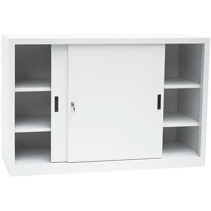 Kovová dílenská skříň Manutan Expert, 100 x 150 x 45 cm, šedá/šedá