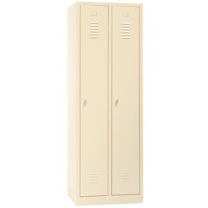 Svařovaná šatní skříň, 2 oddíly, béžová/béžová, otočný uzávěr - Manutan Expert DURO PROFI