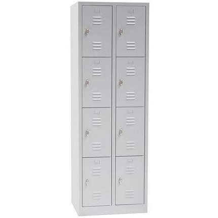 Svařovaná šatní skříň Manutan Expert Parker, 8 boxů, bez zámku, šedá/šedá