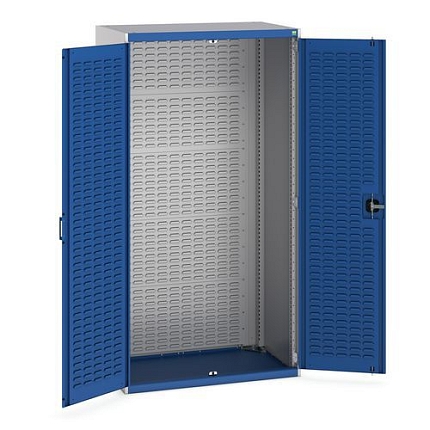 Dílenské skříně s perfo panely pro držáky na boxy/boxy, 200 x 105 x 65 cm, šedá-modrá