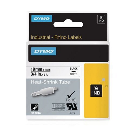 Páska D1 smršťovací, šířka 19 mm, černá/bílá