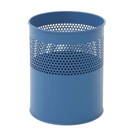 Kovový perforovaný odpadkový koš s poloviční výškou 10 l modrý