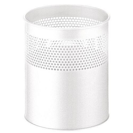 Kovový perforovaný odpadkový koš s poloviční výškou 15 l bílý